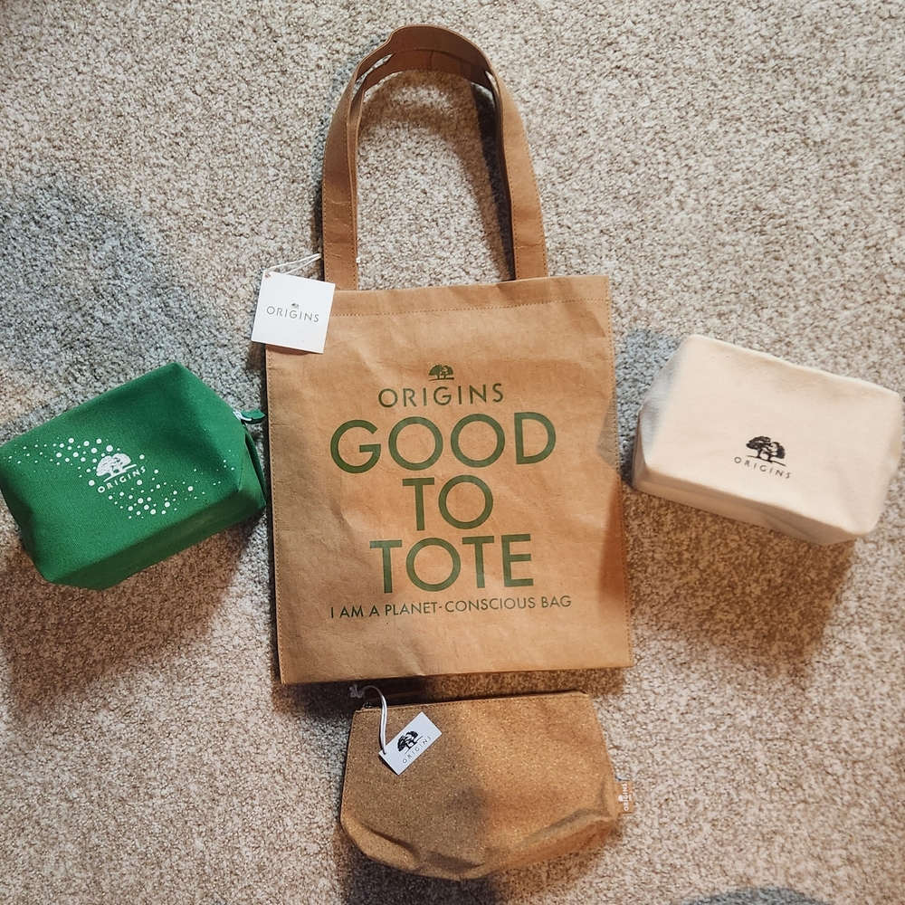 Origins Canvas Tote with Green Trim